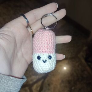 Handmade Cute Kawaii Crochet Pill Keychain